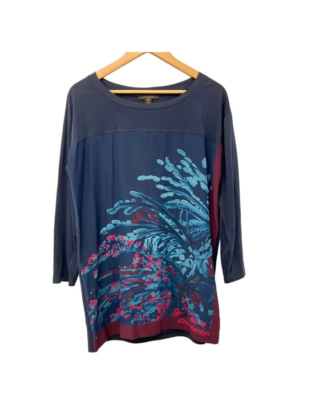 Louis Vuitton Tunic Dark Navy Blue Bordeaux Crew Neck Long Sleeve S